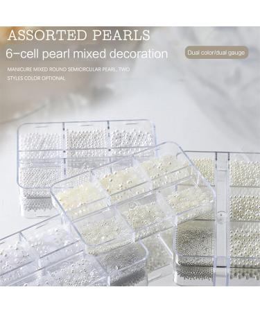 FEIlei Mix Size White Nail Art Tip Half Pearls 3D Nail Beads Rhinestones Decoration DIY Tool Beauty Manicure Supplies - Buy Online on GoSupps.com