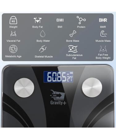 Gravity + Scale Body Weight Weight Scale for Fat BMI Water BMR Muscle Mass with Smartphone APP Bathroom Balance for Health Digital Scale for Bathroom Scale Limit 400lb/180kg Black - Buy Online on GoSupps.com