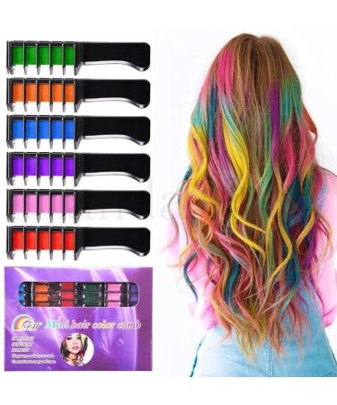 Haircreide comb 6 colors temporary hair color markers gifts for girls children adults for Halloween birthday party cos play for children and adults
