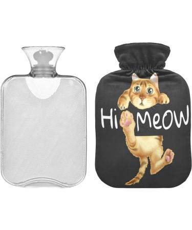 Funny Cat Hot Water Bottle with Cover - Pain Relief for Kids & Adults | 1L Optimal Comfort - Buy Online on GoSupps.com