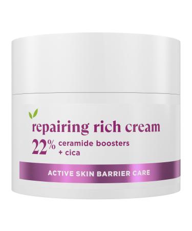 Simple Repairing Rich Face Cream facial moisturiser with 22% ceramide boosters organic cica and provitamin B5 for a stronger skin barrier repairs and replenishes very dry sensitive skin 50 ml - Buy Online on GoSupps.com