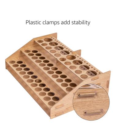 Amazon Basics Craft Paint & Brush Organizer Rack - Holds 60 Bottles & 22 Brushes - Wood Finish - 14 x 8 Inches - Light Brown - Buy Online on GoSupps.com