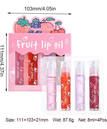 Jomewory 4 Lip Oil for Girls Fruity Flavors Rolling Ball Lip Oil Set Moisturizing Lip Balm Transparent Lip Gloss Kit Roll-on Lip Gloss Set Transparent Lip Gloss for Dry Lips - Buy Online on GoSupps.com