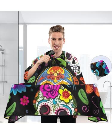 Kigai Skull Flowers Barber Cape | Professional Waterproof Hair Cutting Cape for Men & Women | Adjustable Snap Closure Hairdressing Cape - Buy Online on GoSupps.com