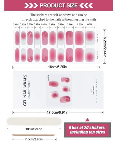 EBANKU Pink Flash Gel Nail Strips | Long Lasting Waterproof Nail Polish Wraps | Includes Cuticle Stick, Nail File & Wipes - Buy Online on GoSupps.com