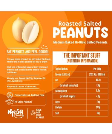 Roasted and Salted Peanuts 1Kg - GMO Free - Healthy Snack - Source of Fibre & Protein - Vegan Friendly - Natural - Buy Online on GoSupps.com