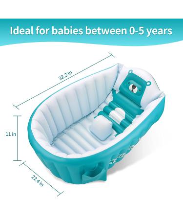 Inflatable Baby Bath Tub Portable Foldable Travel Mini Swimming Pool Helps Infants to Toddler Tub (Blue) - Buy Online on GoSupps.com