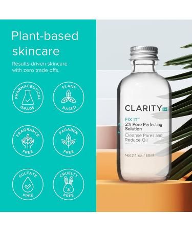 ClarityRx Fix It 2% Salicylic Acid Pore Perfecting Solution - Natural Acne Treatment (2 fl oz) - Buy Online on GoSupps.com