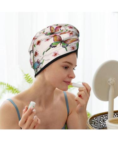 Watercolor Floral Microfiber Hair Towel Wrap for Women - Soft Super Absorbent Quick Dry Hair Cap for All Hair Types - Buy Online on GoSupps.com