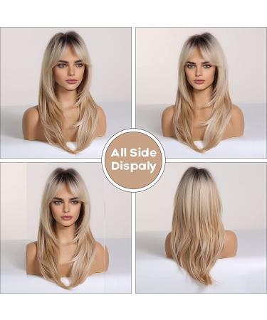 BLONDE UNICORN Long Ombre Blonde Synthetic Hair Wig for Women - Layered, Middle Part, Natural Look - Buy Online on GoSupps.com