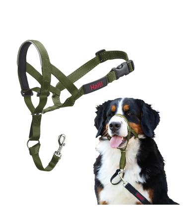 Halti head harness-prevents your dog from pulling on a leash simple adaptation light with a padded nose strap anti-train neck band for large dogs (size 4 forest green) forest green 4
