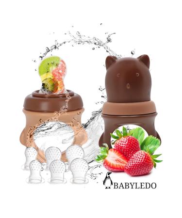 BABYLEDO Baby Fruit Pacifier with Teething Ring | 6+ Months | Safe for Fruits & Vegetables | Cute Bear Design - Duet Brown  - Buy Online on GoSupps.com