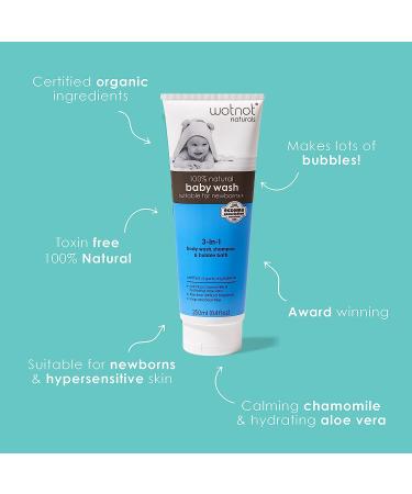WOTNOT 100% Natural 3-in-1 Baby Wash, Shampoo & Bubble Bath - Gentle & Safe for Sensitive Skin - Buy Online on GoSupps.com