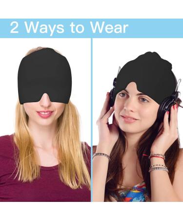 Baogaier Migraine Mask - Reversible Cooling Gel Cap for Headache Relief Stress Relief and Eye Comfort | Reusable Black Cooling Hat - Buy Online on GoSupps.com