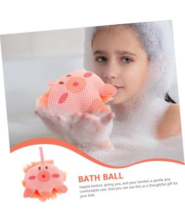 Hemoton Cartoon Bath Ball | Baby Body Wash Sponge & Mesh Pouf | Soft Pink Shower Loofah & Scrubber for Kids' Bath Time - Buy Online on GoSupps.com