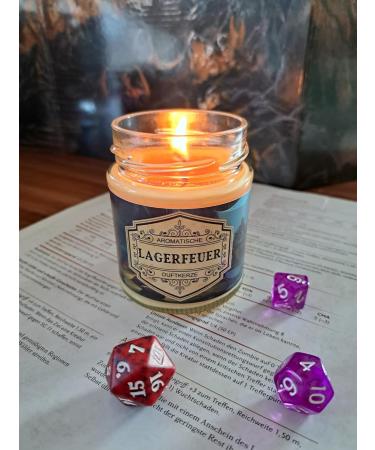 Beamfire Role Play Fragrance Candle with Hidden D20 Cubes - Handmade in Germany 240ml 40 Hours Burn Time - Perfect for Gamers & Gifts - Buy Online on GoSupps.com