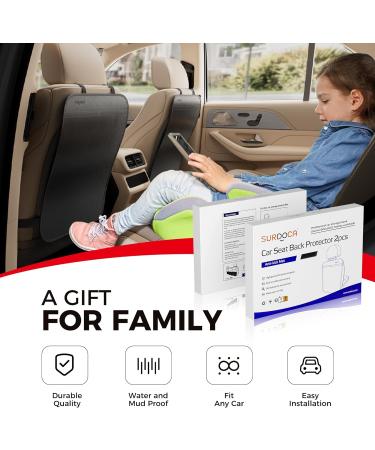 Surdoca Premium Waterproof Car Seat Kick Mat - Pu Leather Back Seat Protector for Kids - Stain Resistant, Adjustable Strap - Universal Fit - Black - Buy Online on GoSupps.com