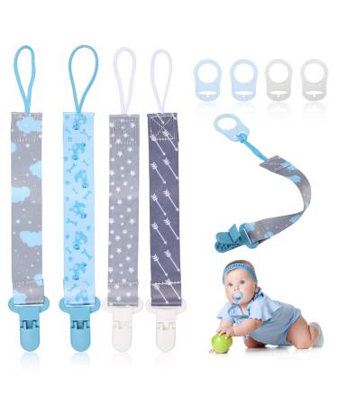 4 pieces baby pacifier chain 4 pieces of pacifier adapter pacifier chain seat belt pacifier chain plastic clip pacifier strap with silicone ring pacifier chain set pacifier chain silicone nipple chain