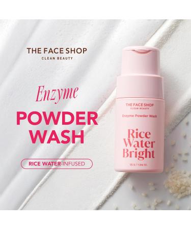 The Face Shop Rice Water Bright Enzyme Powder Wash Gentle Exfoliating Cleanser with AHAs Radiant skin Rice Polish for Face Korean Skin Care 55g / 1.94 oz - Buy Online on GoSupps.com