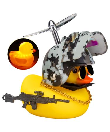 wonuu Rubber Duck Car Ornaments, Squeeze Duck Dashboard Decorations Kids Bicycle Decor for Cycling Motorcycle & Bicycle Accessories Decorations Digital Camo-L&G