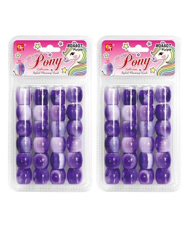 48 Pcs Beads Jewelry Making Kit DIY Hair Braiding Bracelet Ornaments Crafts Swirl White Tone Jumbo Round Pony (Purple)