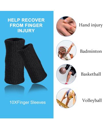 10-Piece Finger Protection Bandages for Injury Relief - Stretchy Black Finger Support for Arthritis & Swelling | Ednyzakrn - Buy Online on GoSupps.com