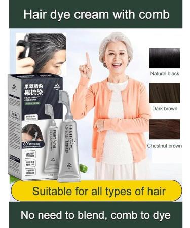  REPWEY 2 Box Xusheng Black Fruit Dyeing Cream Natural Fruit Hair Dye Plant Extract Hair Dye Essence Hair Dye Shampoo 3 in 1 with Comb for Men Women (Black) - Buy Online on GoSupps.com