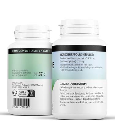 Eleutherococcus 210 mg - 200 capsules - Ecocert certified - Buy Online on GoSupps.com