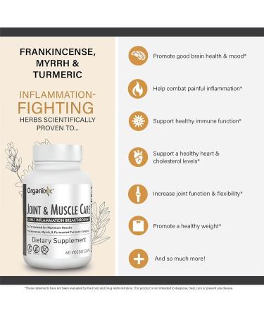 Organixx Joint & Muscle Care & Turmeric 3D Bundle Organic Turmeric Frankincense & Myrrh Plus Fermented Turmeric Ginger & Ashwagandha Supports Joint & Immune Health Gluten Free 60 Capsules Each - Buy Online on GoSupps.com