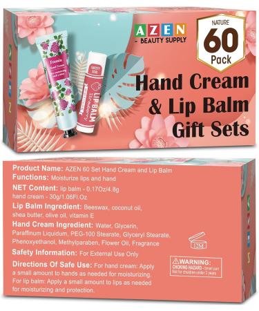 AZEN 60 Sets Hand Cream Bulk and Lip Balm Bulk Set Bridal Shower Gifts for Guests with Organza Bag Thank You Card Thank You Gifts for Coworkers Women Men Bridal Wedding Favors for Guests - Buy Online on GoSupps.com