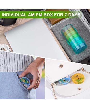 Sukuos Weekly Pill Organizer 2 Times a Day - Large Daily Pill Case for Vitamins and Supplements - Cyan Box - Buy Online on GoSupps.com