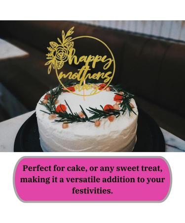 Happy Mother's Day Cake Topper Glitter Cardstock Party Favour Decoration By 3 LITTLE DESSERTS (GOLD) - Buy Online on GoSupps.com