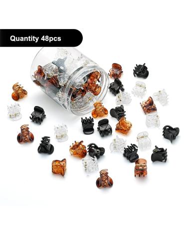48pcs Mini Hair Claw Clips for Women Girls - Small Plastic Jaw Clamps in Black/Brown/Clear with Storage Box - Buy Online on GoSupps.com
