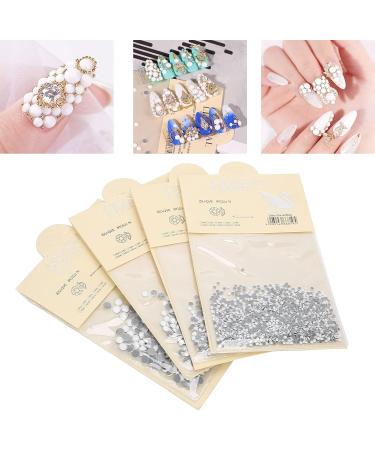 Flatback Nail Rhinestones Easy to Apply Acrylic 4 Bags Round Beads Nail Art Rhinestones for Household - Buy Online on GoSupps.com