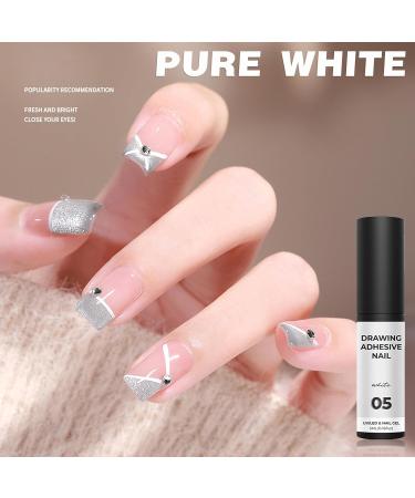 Gel Nail Polish Set 4 Color Metallic Painted Gel Polish White Black Red Green Liner Gel Nail Polish for Nail Art DIY UV/LED Soak Off Spring French Manicure Set with Thin Brush - Buy Online on GoSupps.com