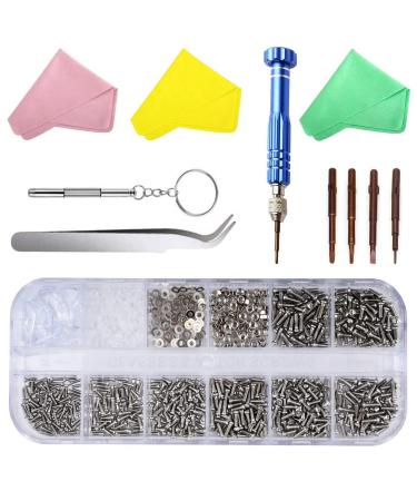 Nutmanel glasses repair tool set glasses repair set for sunglasses repair with screws and screwdrivers (silicone nose pad brillery tweezers)