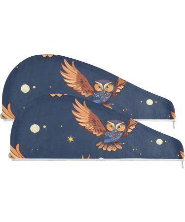 Brown Owl Hair Towel 2 Pack | Super Absorbent Quick Dry Hair Turbans for Women & Girls - Buy Online on GoSupps.com