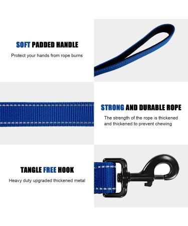 DOKI Reflective Double-Sided Nylon Dog Lead with Padded Handle - 1.2m Strong Leash for Small, Medium, Large Dogs (3.9FT Blue) - Buy Online on GoSupps.com