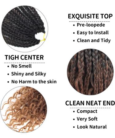 Ainimiu 22 Inch Goddess Box Braids Crochet Hair Bohomian Crochet Box Braids Curly Ends 8 Pack Crochet Braids Synthetic Braiding Hair Extension Black 22 Inch(Pack of 8) 1B/33/30 - Buy Online on GoSupps.com