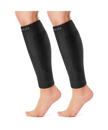 Cambivo Waden compression stockings women men 2 pair highly elastic calf compression calf bandage to run sport comfortable footless compression socks for everyday life S-M black