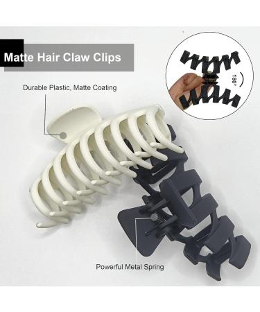 Large 4.33inch Claw Hair Clips for Women - Strong Hold for Thin, Thick, Curly Hair - Non-slip Matte Jaw Clip - 90 s Style Hair Clutch - Black/White - Buy Online on GoSupps.com