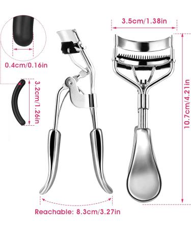 Buy Wllhyf Professional Eyelash Pliers Kit - Metal Makeup Tool with Built-in Comb & 10 Replacement Pads for Dramatically Curved Eyelashes (Silver) - International Shipping Available - Buy Online on GoSupps.com