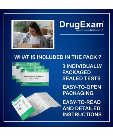 3 Pack DrugExam USA Made Most Sensitive Marijuana THC 15 ng/mL Drug Test Kit - Detect Any Form of THC with 15 ng/mL Cutoff - Buy Online on GoSupps.com