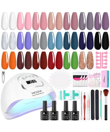 VICOVI Gel Nail Polish Kit with UV Light LED Nail Lamp  Gel Polish Starter Kit in 20 Colors  Manicure Tools Nail Gel Kit for Girls Women DIY Nail Art Decorations Home Salon