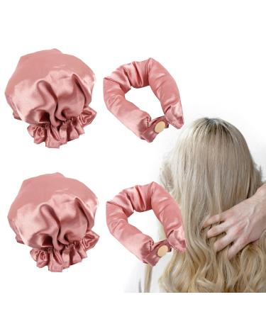 2 Pairs Heatless Hair Curlers Heatless Curlers Headband with Hairnet Satin Heatless Curling Set for Sleeping Overnight Lazy Curlers Diy Hair Styling Tools