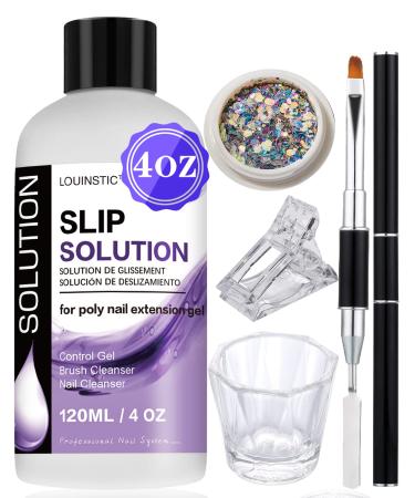 LOUINSTIC Polygel Slip Solution Liquid - 120ml Poly Nail Gel Slip Solutions Anti-stick Slip Solution for Polygels Nail colors