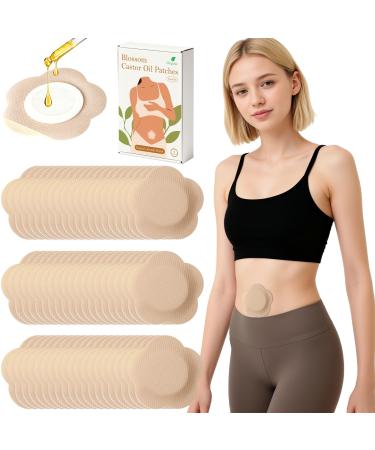 Castor Oil Patches Castor Oil Pack Wraps Disposable Organic Cotton Self-Adhesive Pads for Belly Button Anti Leakage Design Breathable & Portable Women 1i