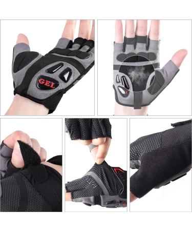 ROTTO Half Finger Cycling Gloves for Men & Women - MTB Gloves with Gel & SBR Padding Black/Gray (Large) - Buy Online on GoSupps.com