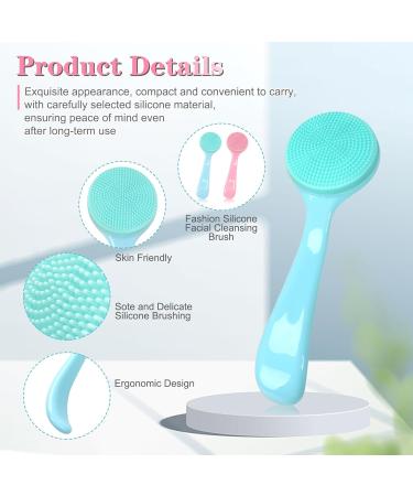 Silicone Manual Facial Cleansing Brush - NADUSEP 2 Pack Soft Bristles Waterproof Exfoliator for Blackheads & Makeup Removal (Blue Pink - Buy Online on GoSupps.com