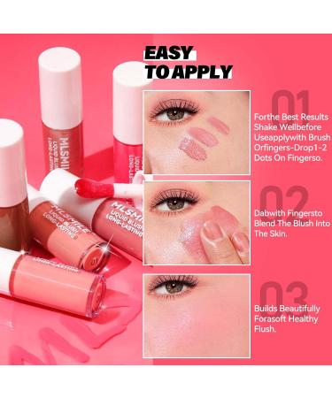 Liquid Blush Makeup Cheek Blush Soft Face Cream Dewy Finish Lightweight Long Lasting Waterproof Natural Look Easy to Use 2 Colors - Buy Online on GoSupps.com